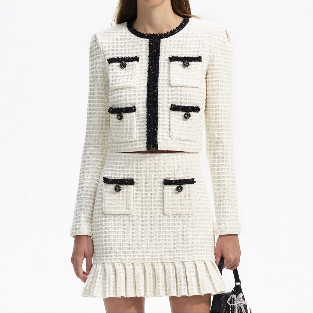 Self-Portrait Cream Textured Knit Set